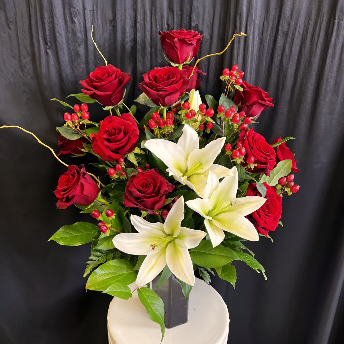 Extra Fancy Red Dozen with Lilies