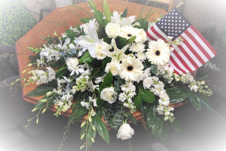 Patriot casket spray – HUMMEL'S FLOWERS INC, Anchorage AK
