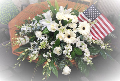 Patriot casket spray  – HUMMEL'S FLOWERS INC, Anchorage AK